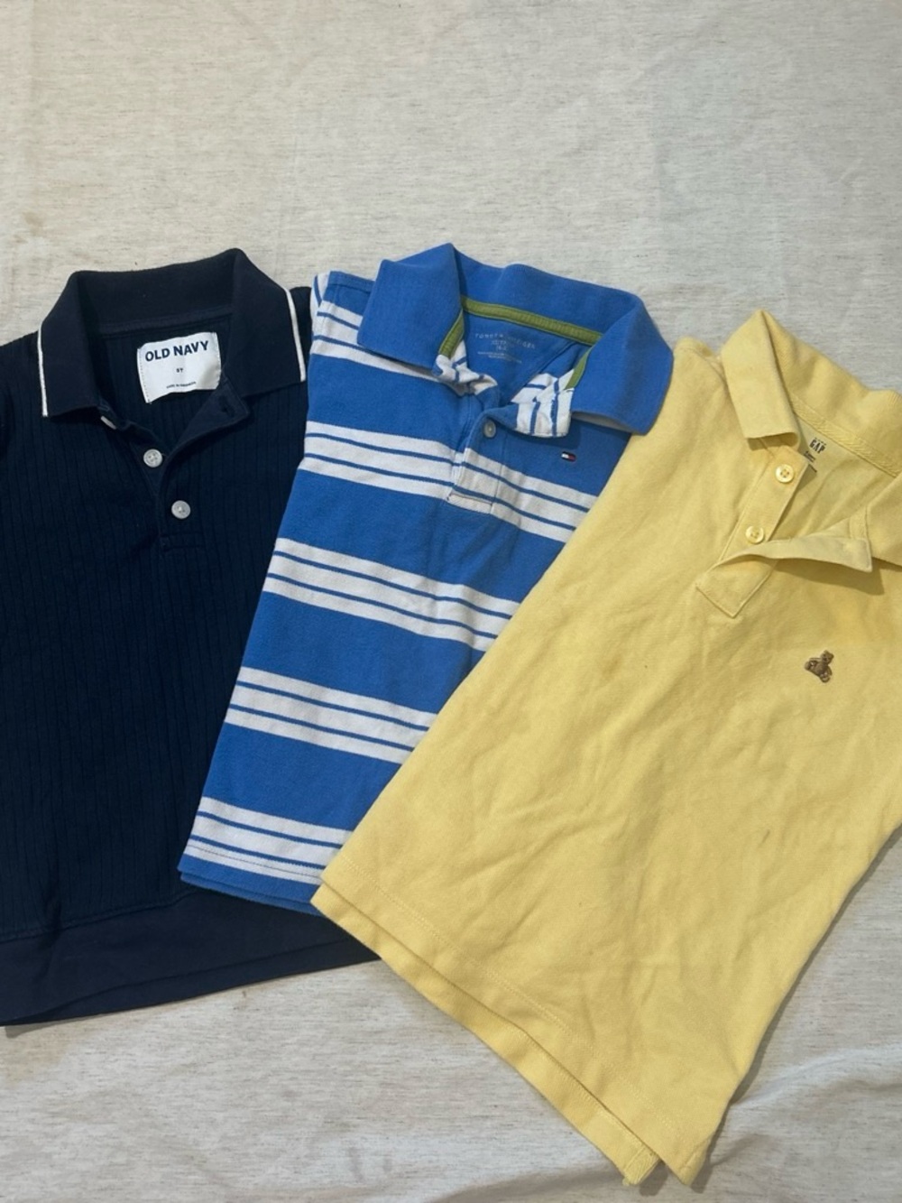 Old Navy Men's Polo Trio - Navy, Royal Blue Striped & Yellow